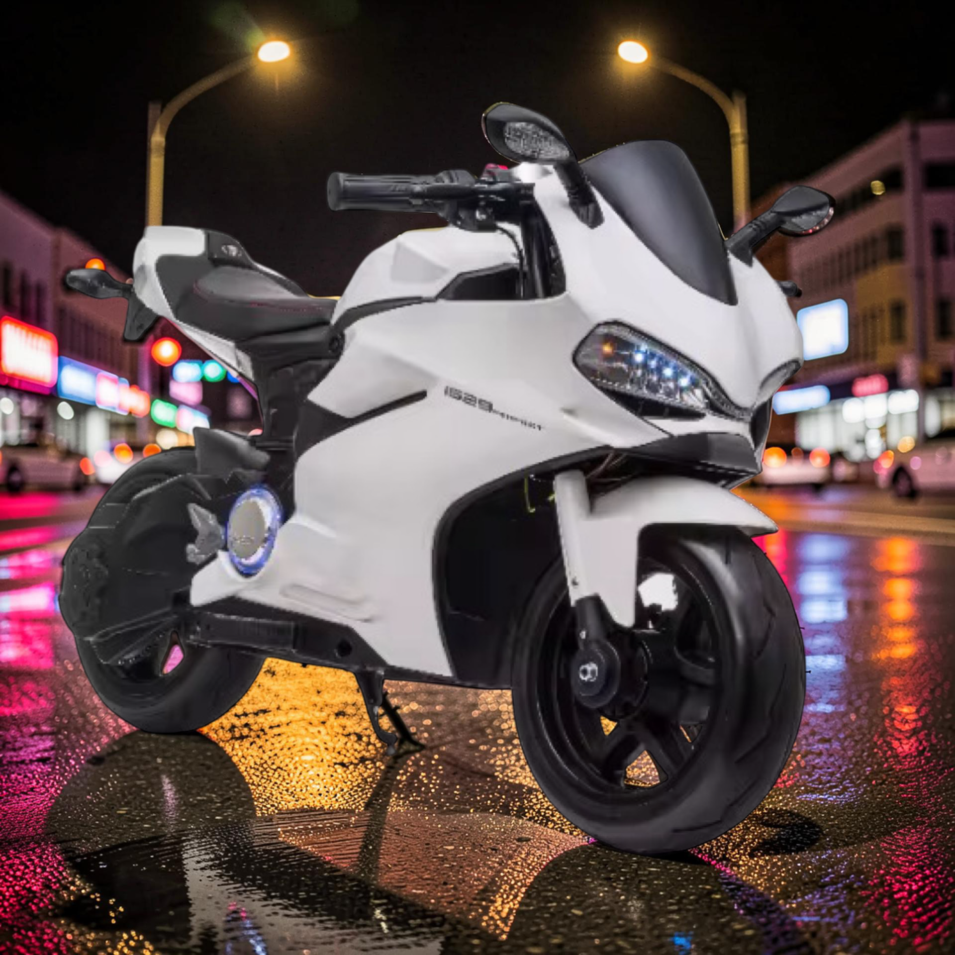 2026 XXL Premium Performance Ducati Kids Electric Motorcycle – 250W Motor, Leather Seat, Rubber Wheels, LED Lights & Bluetooth Speakers