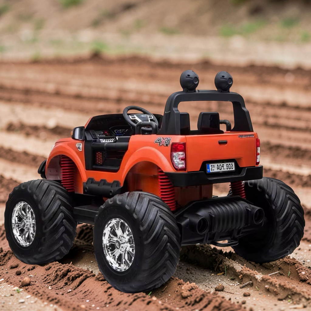 2026 XXL 2-Seater Lifted Monster Truck Ride-On – 4 Motors, Rubber Off-Road Tires, Remote Control, LED Lights, Bluetooth