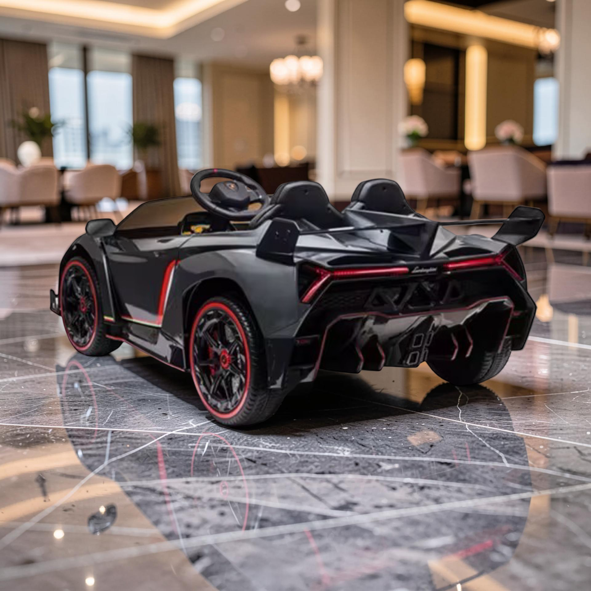 2026 XL Lamborghini Kids 2-Seater Ride-On Car – Dual Motors, Hydraulic Butterfly Doors, LED Lights, Remote Control (Ages 1–8)