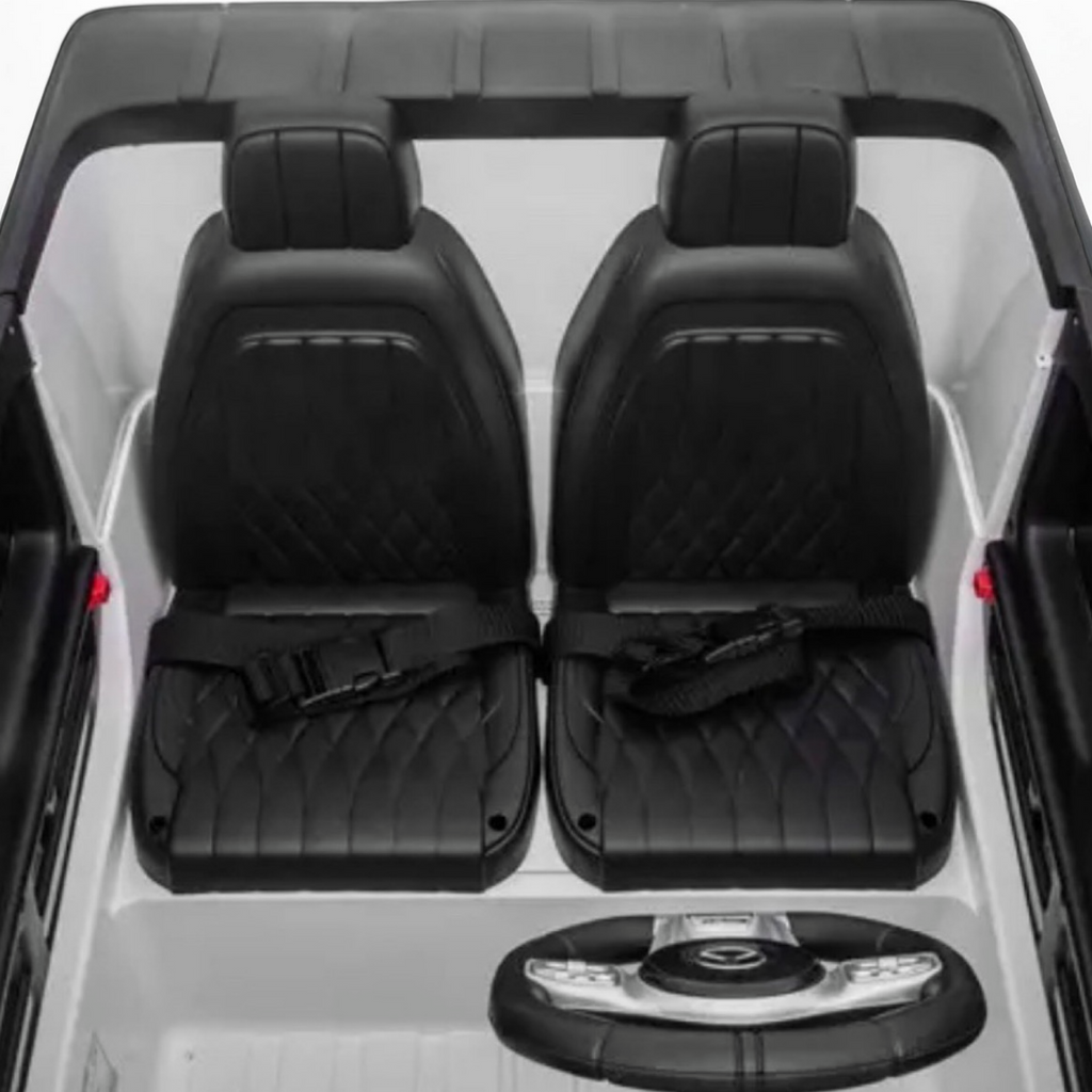 2026 XXL Mercedes-Benz AMG G-Wagon Kids 2-Seater Ride-On SUV – 150W 4 Motors, Leather Seats, Rubber Tires, LED Lights, Bluetooth Speakers & Remote Control (Ages 3–10)