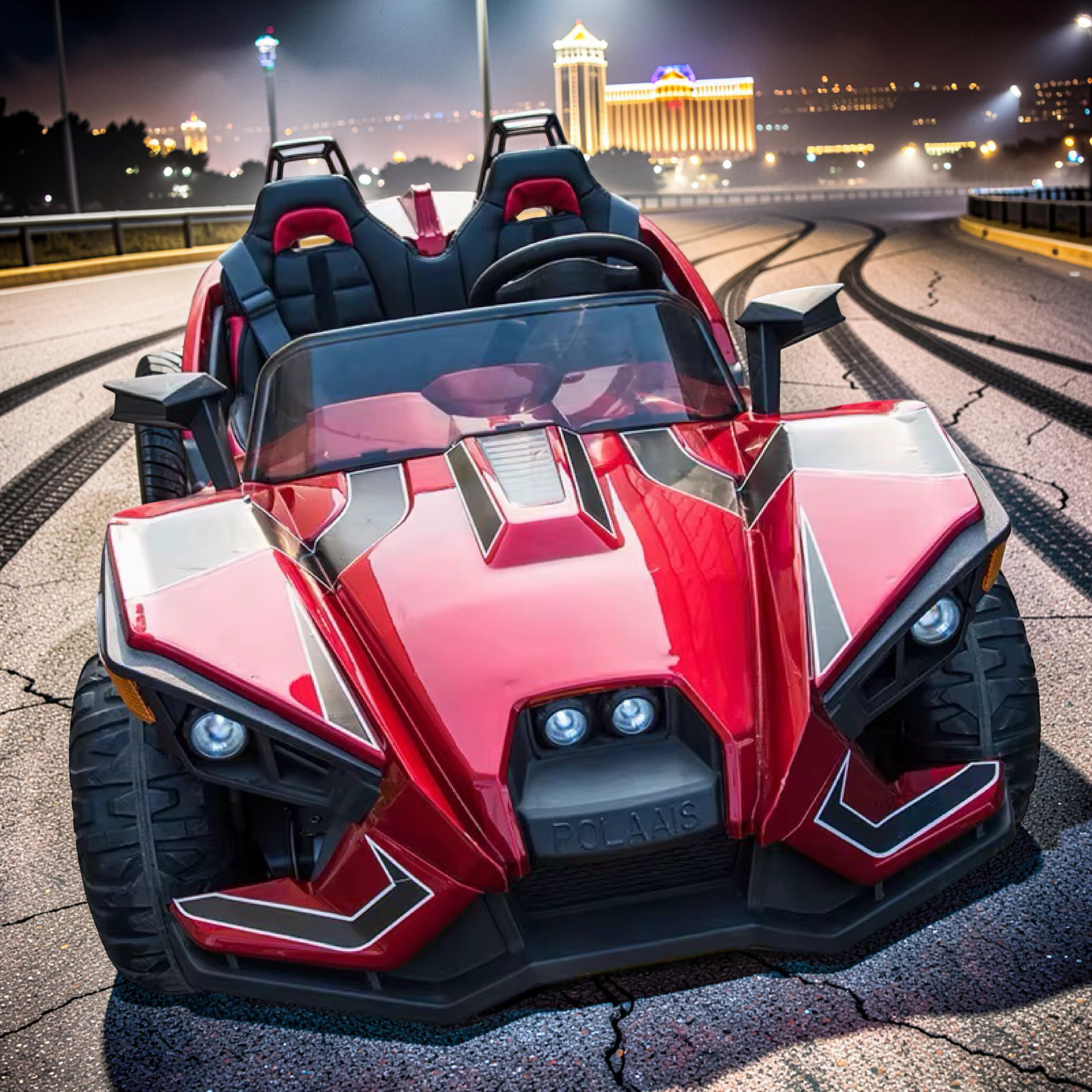 2026 XL 2-Seater Slingshot Kids Ride-On – Dual 90W Motors, Leather Seats, Rubber Tires, LED Lights, Bluetooth & Remote Control