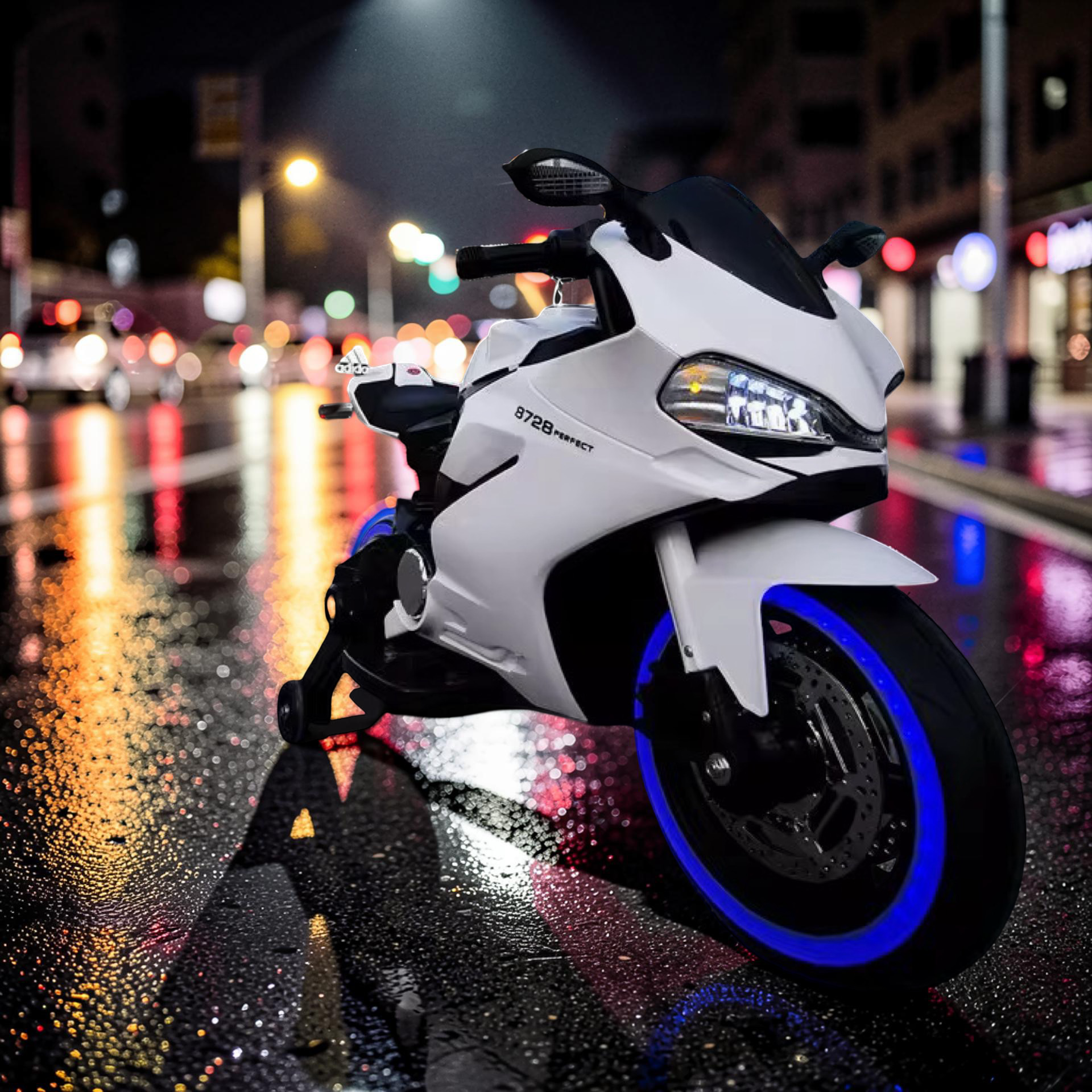 2026 XL Ducati Kids Electric Motorcycle – 50W Motor, Leather Seat, LED Lights, Bluetooth Speakers & Training Wheels (Ages 3–8)