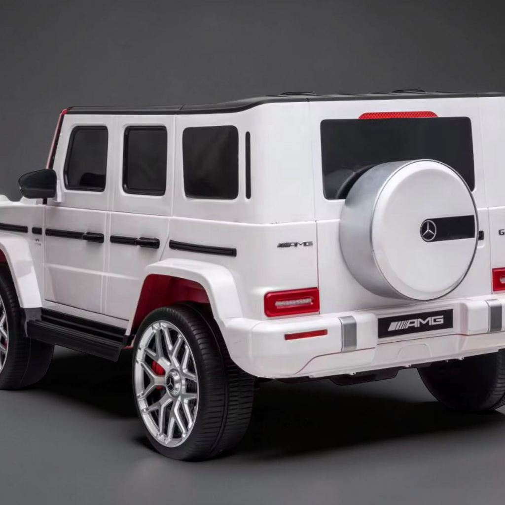 2026 XXL Mercedes-Benz AMG G-Wagon Kids 2-Seater Ride-On SUV – 150W 4 Motors, Leather Seats, Rubber Tires, LED Lights, Bluetooth Speakers & Remote Control (Ages 3–10)