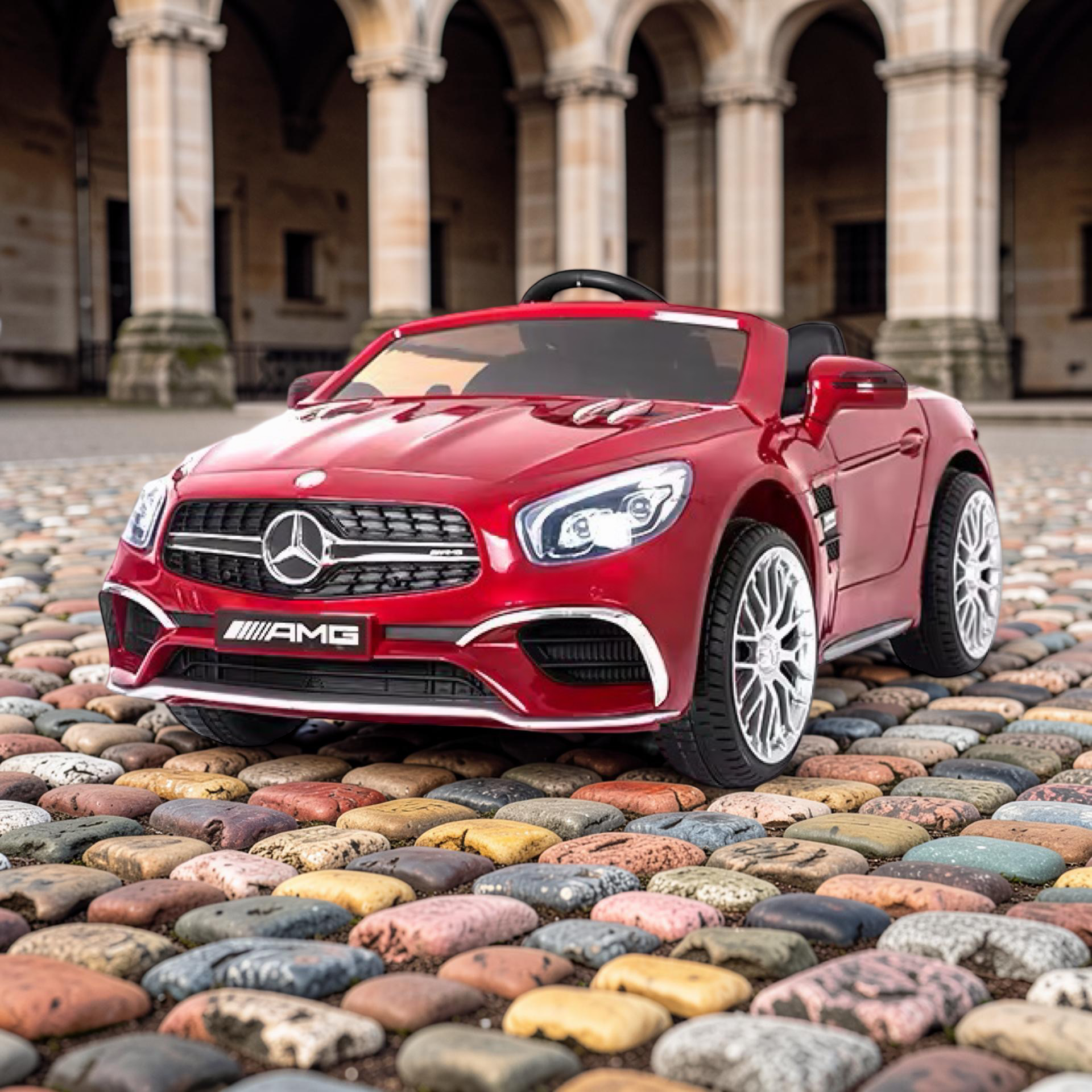 2026 XL Mercedes-Benz AMG SL Kids Ride-On Car – 2 Motors, Leather Seat, Touchscreen LCD, LED Lights, Remote Control (Ages 1–6)
