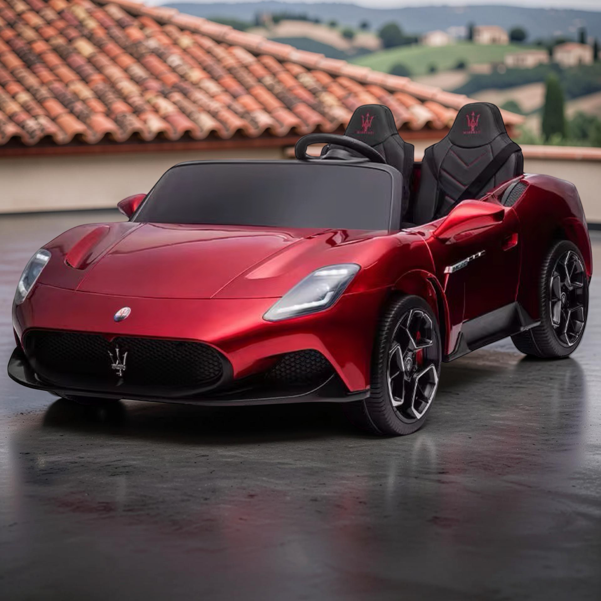 2026 XXL Maserati Kids 2-Seater Ride-On Car – 180W Dual Motors, Leather Seats, Hydraulic Butterfly Doors, LED Lights, Bluetooth, Remote Control (Ages 3–8)