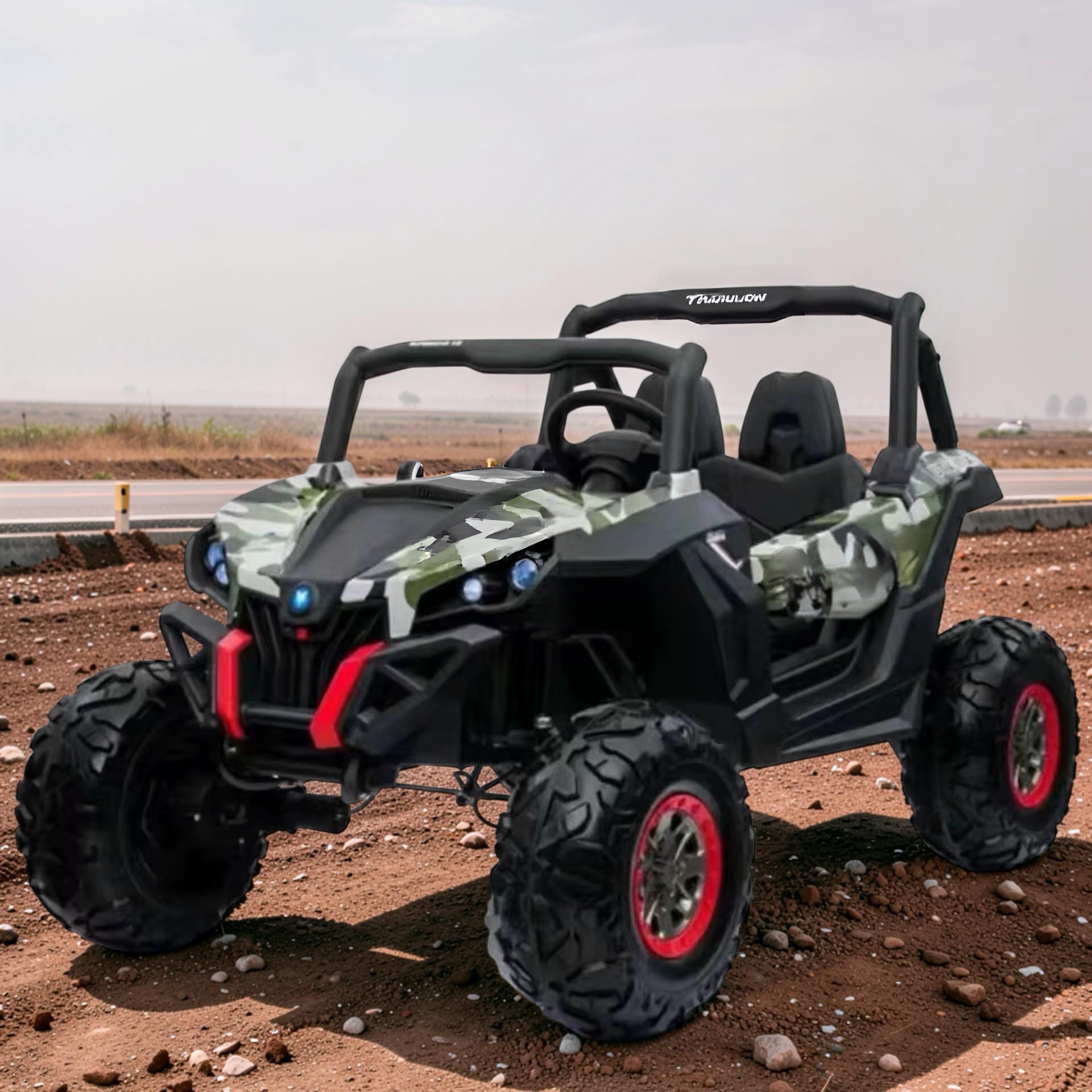 2026 XXL UTV Z Kids 2-Seater Ride-On – 90W 4 Motors, Leather Seats, Rubber Tires, Touchscreen LCD, LED Lights, Bluetooth, Remote Control (Ages 3–8)