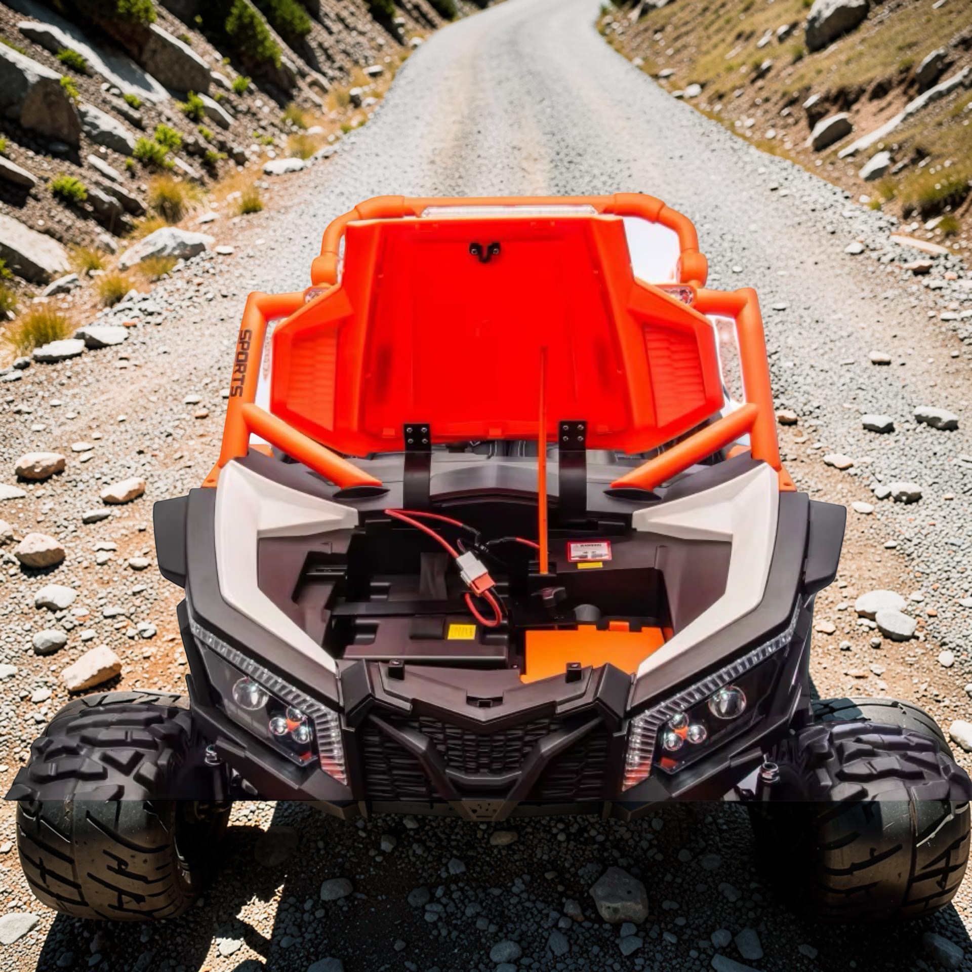 2026 XXL UTV Z Kids 2-Seater Ride-On – 180W 4 Motors, Leather Seats, Rubber Tires, Touchscreen LCD, LED Lights, Bluetooth Speakers & Remote Control (Ages 3–8)