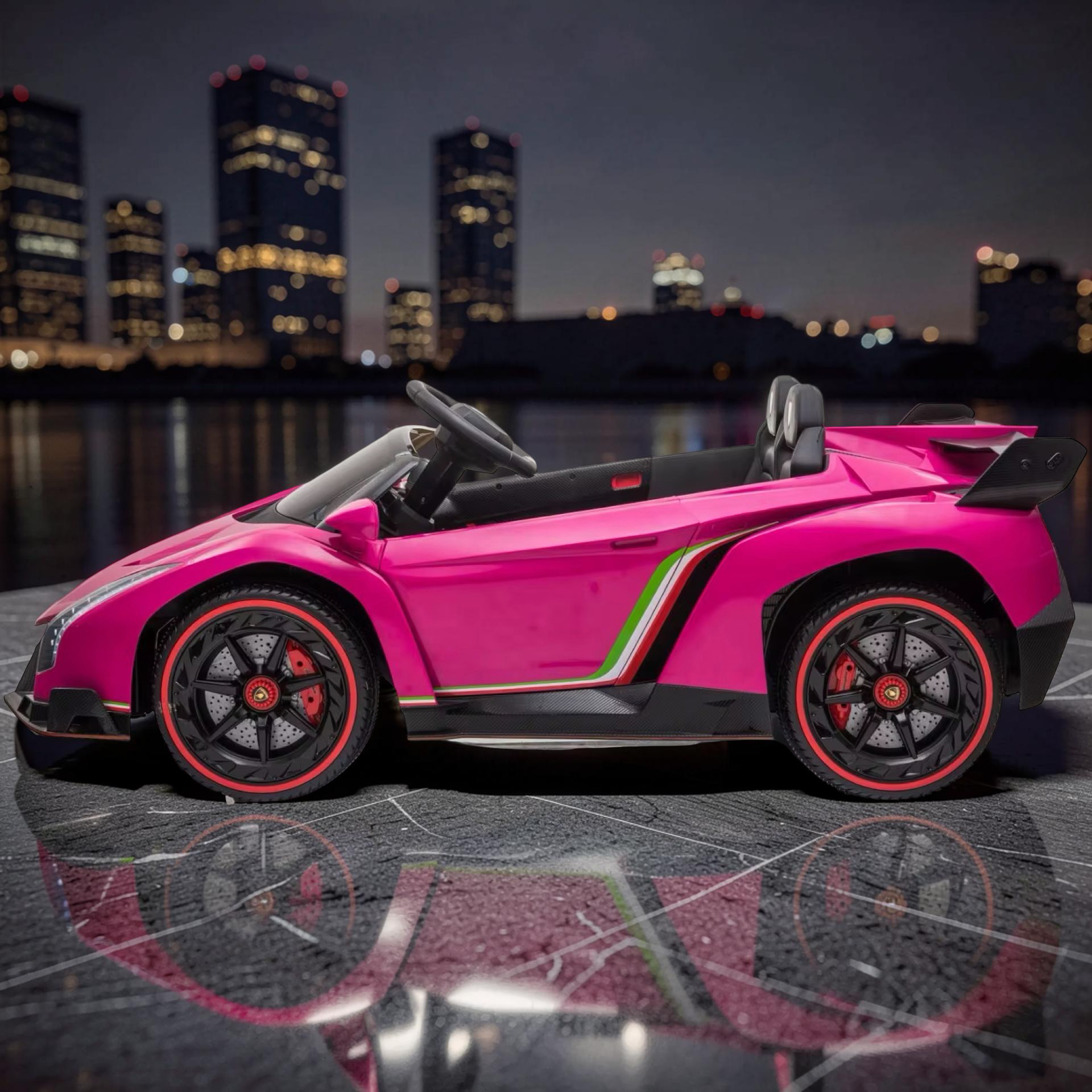 2026 XL Lamborghini Kids 2-Seater Ride-On Car – Dual Motors, Hydraulic Butterfly Doors, LED Lights, Remote Control (Ages 1–8)
