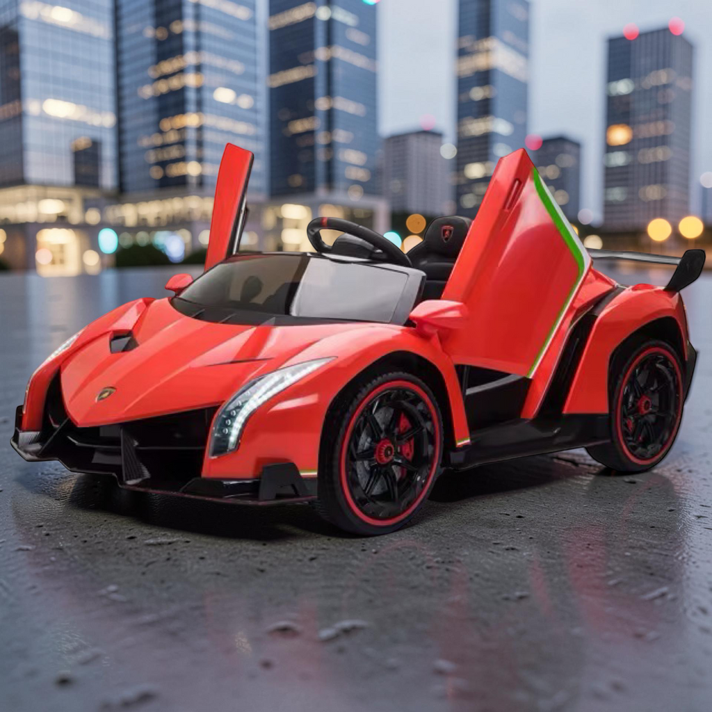 2026 XL Lamborghini Kids 2-Seater Ride-On Car – Dual Motors, Hydraulic Butterfly Doors, LED Lights, Remote Control (Ages 1–8)