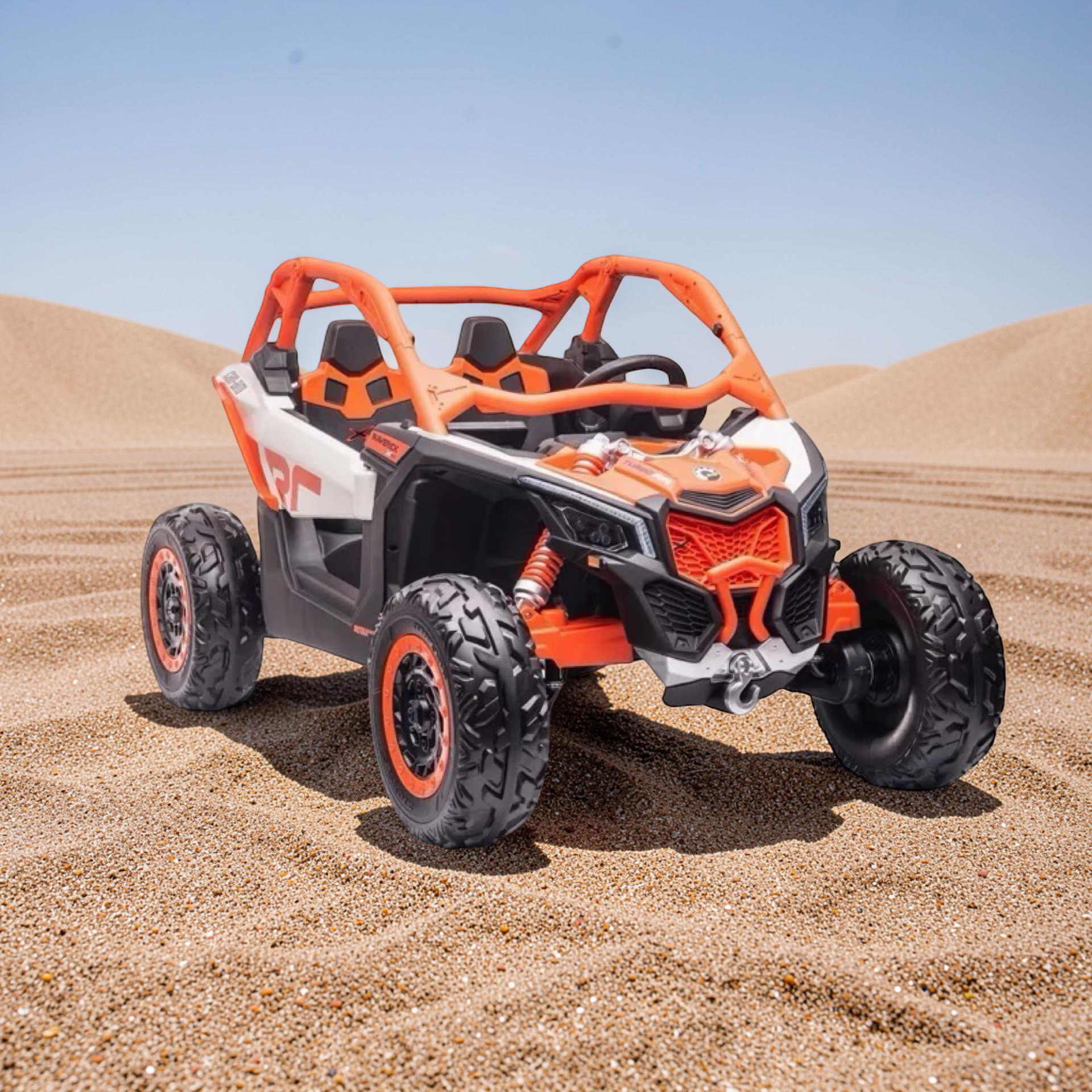 2026 Maverick Lifted Kids Ride-On UTV – XXL 2-Seater (Ages 3–8), 200W 4 Motors, Leather Seats, Off-Road Rubber Tires, LED Lights, Bluetooth Speakers & Parental Remote Control