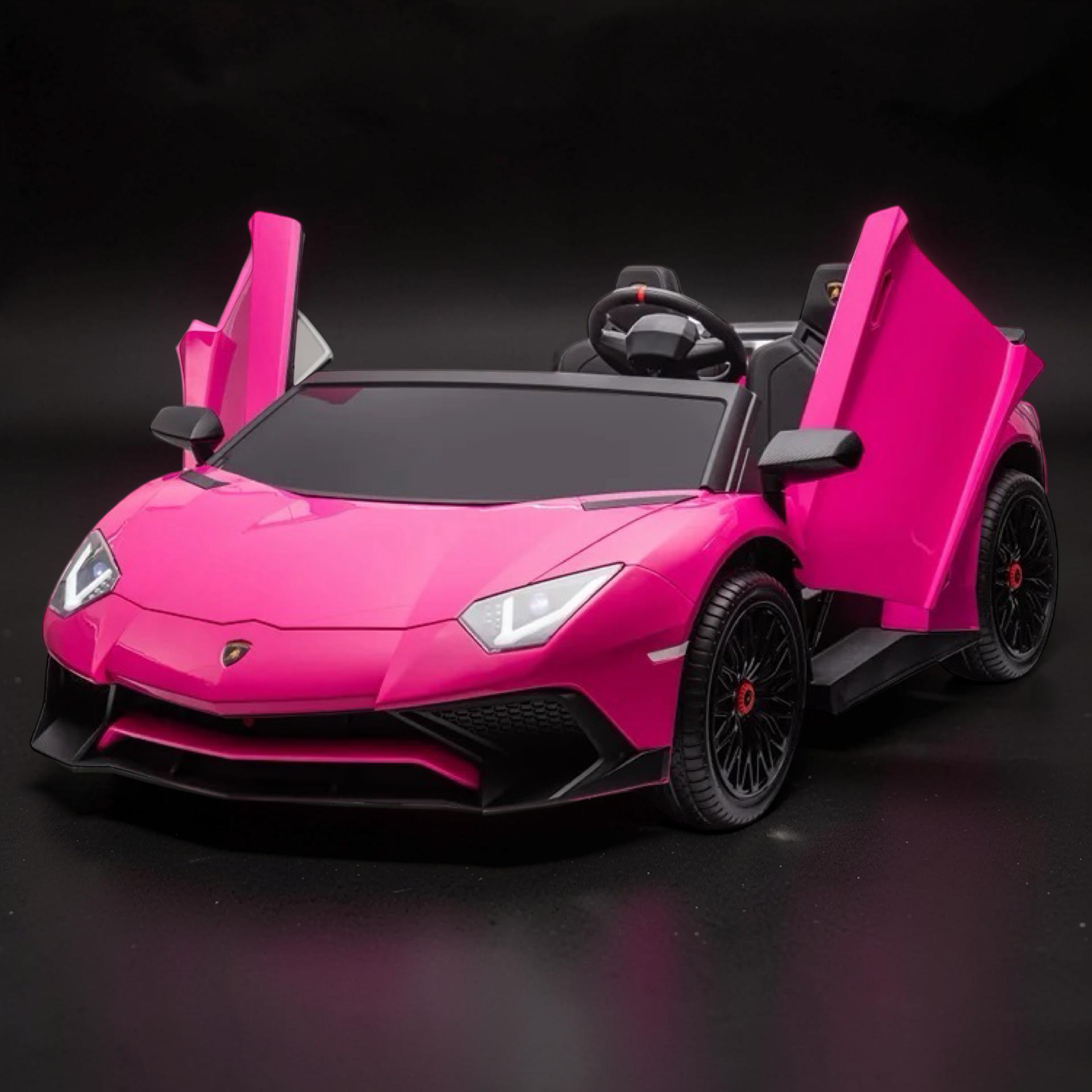 2026 Lamborghini Aventador Kids Electric Supercar – XXXL 2-Seater (Ages 6–14), 200W Brushless Motor, Metal Frame, Tubeless Air Tires, Dual Disk Brakes, Hydraulic Doors, LED Lights, Touchscreen LCD & Bluetooth Speakers