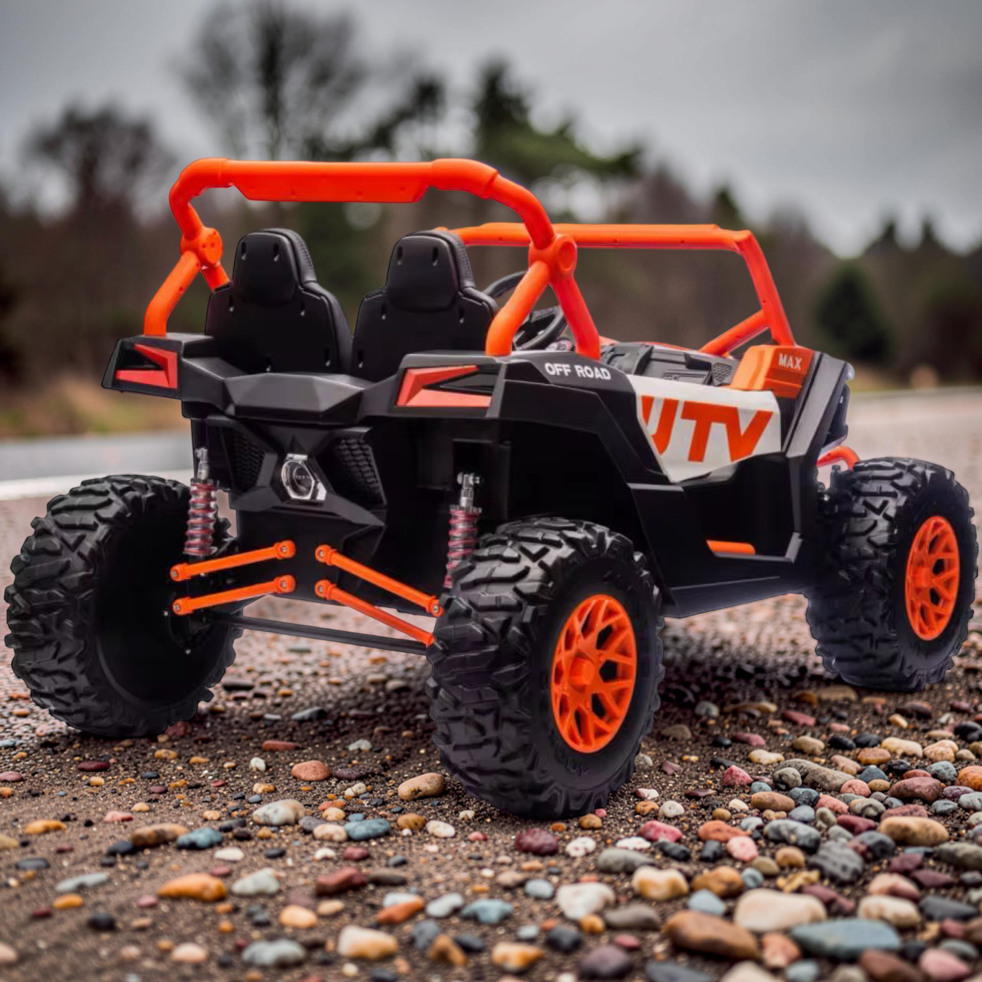 2026 XXL UTV Z Kids 2-Seater Ride-On – 180W 4 Motors, Leather Seats, Rubber Tires, Touchscreen LCD, LED Lights, Bluetooth Speakers & Remote Control (Ages 3–8)