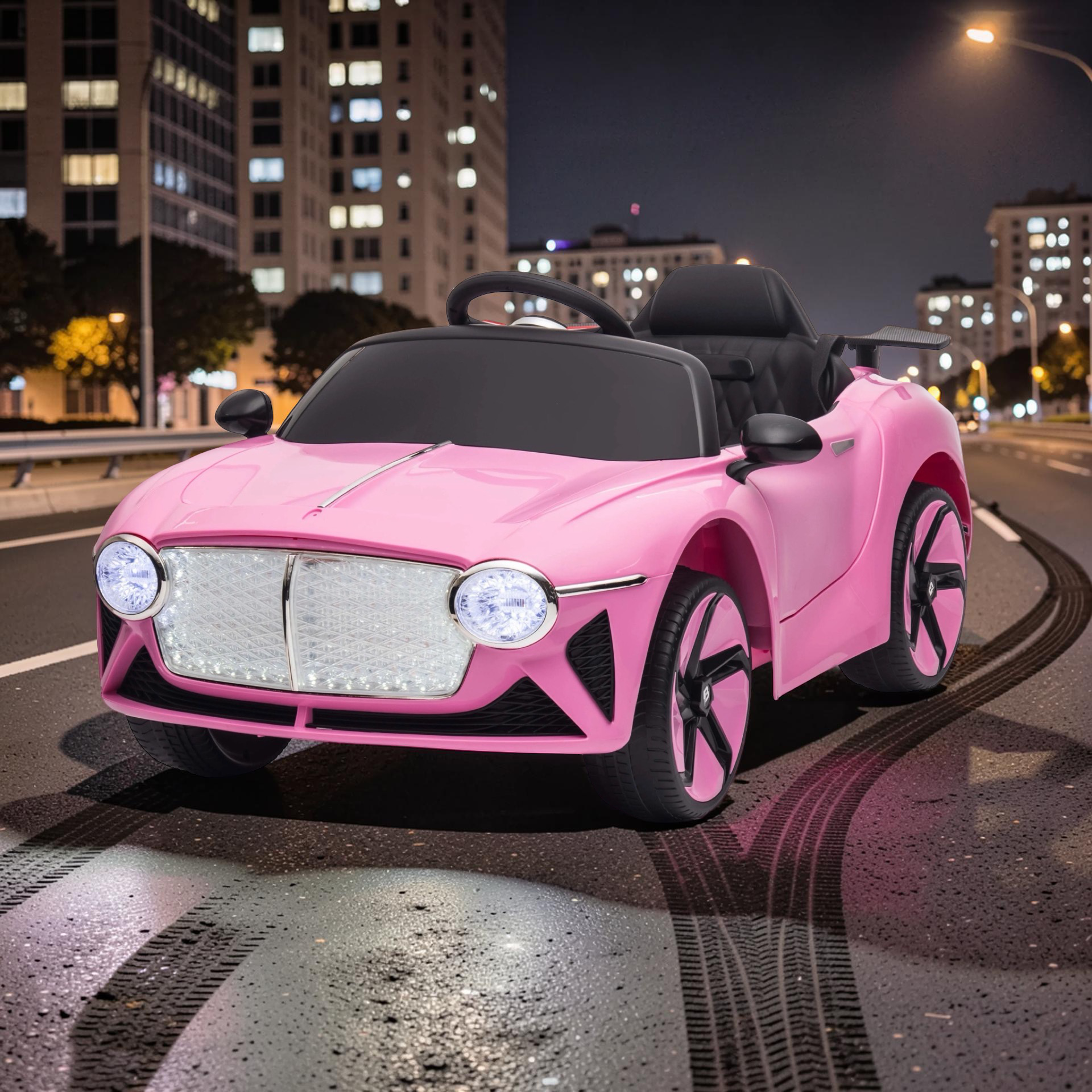 2026 Large Bentley Sport Kids Ride-On Car – 50W Dual Motors, Leather Seat, LED Lights, Bluetooth Speakers & Remote Control (Ages 1–6)