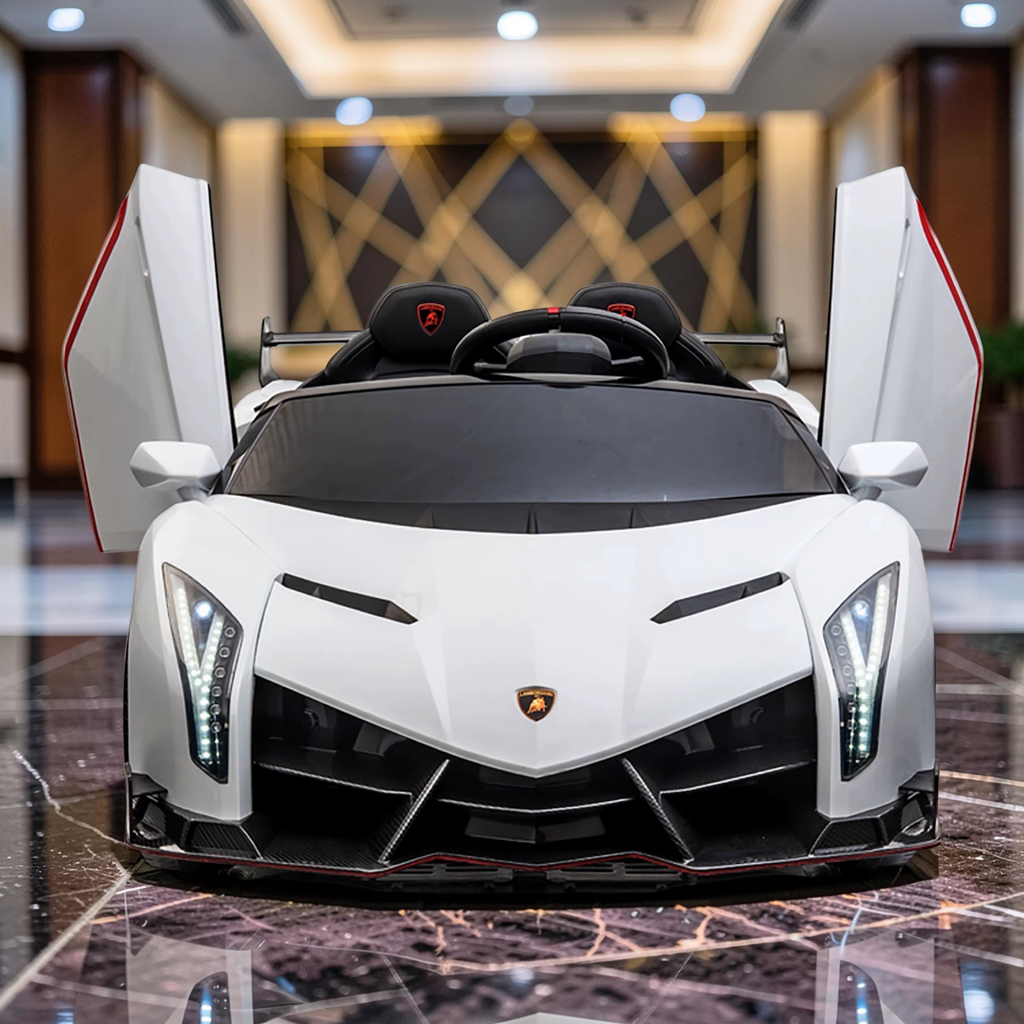 2026 XL Lamborghini Kids 2-Seater Ride-On Car – Dual Motors, Hydraulic Butterfly Doors, LED Lights, Remote Control (Ages 1–8)