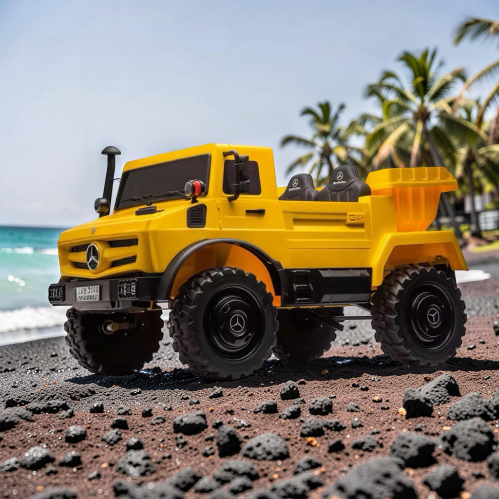 2026 XXL Mercedes-Benz Kids Dump Truck Ride-On – 4 Motors, Hydraulic Dump Bed, 2-Seater, Remote Control, LED Lights, Bluetooth