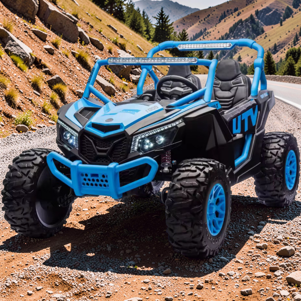 2026 XXL UTV Z Kids 2-Seater Ride-On – 180W 4 Motors, Leather Seats, Rubber Tires, Touchscreen LCD, LED Lights, Bluetooth Speakers & Remote Control (Ages 3–8)