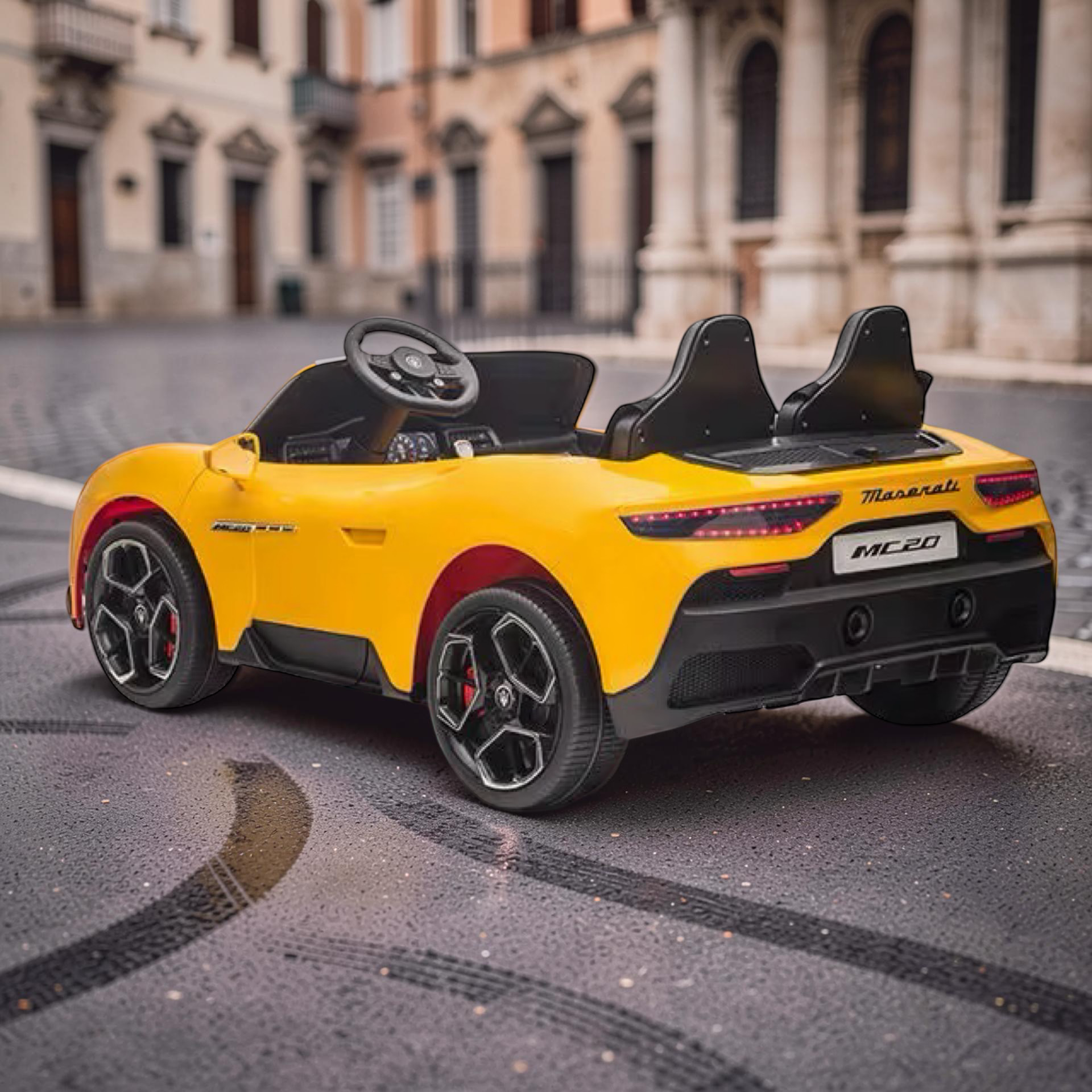 2026 XXL Maserati Kids 2-Seater Ride-On Car – 180W Dual Motors, Leather Seats, Hydraulic Butterfly Doors, LED Lights, Bluetooth, Remote Control (Ages 3–8)