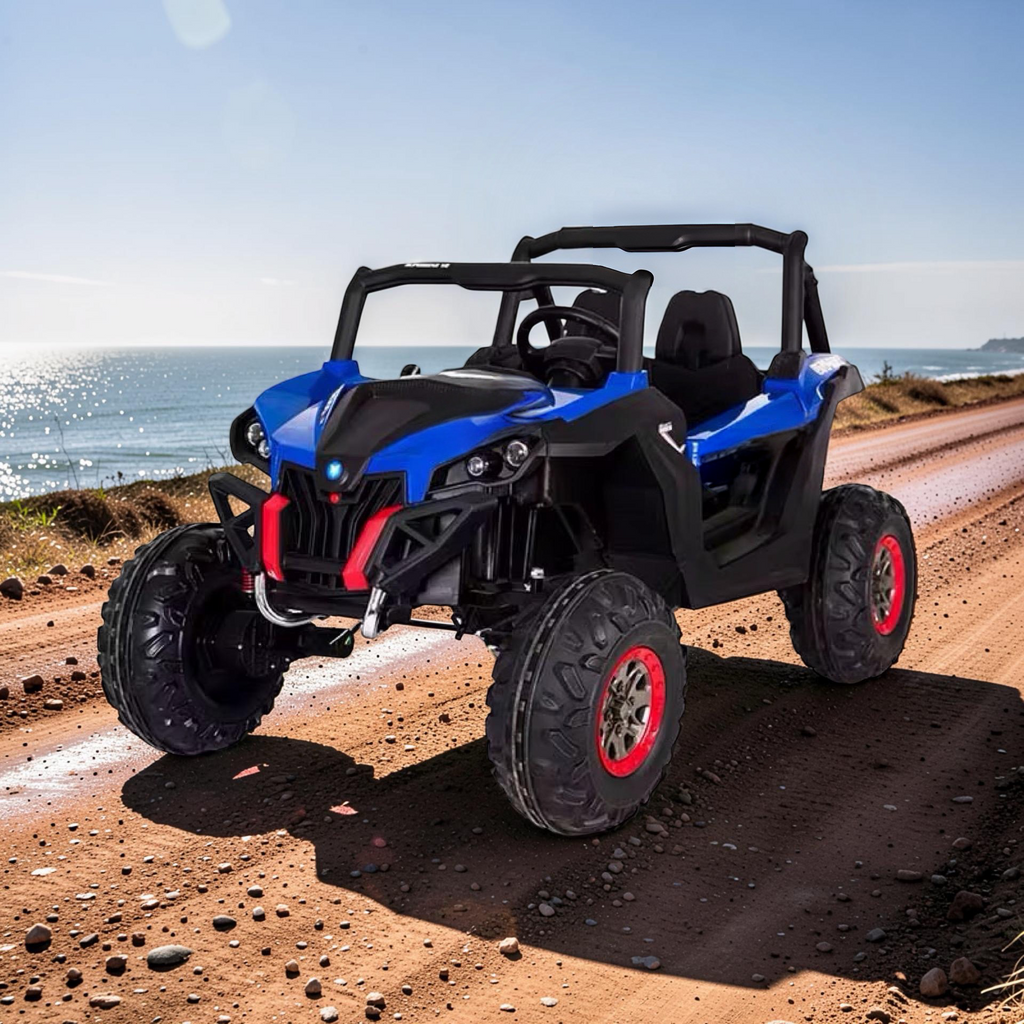 2026 XXL UTV Z Kids 2-Seater Ride-On – 90W 4 Motors, Leather Seats, Rubber Tires, Touchscreen LCD, LED Lights, Bluetooth, Remote Control (Ages 3–8)