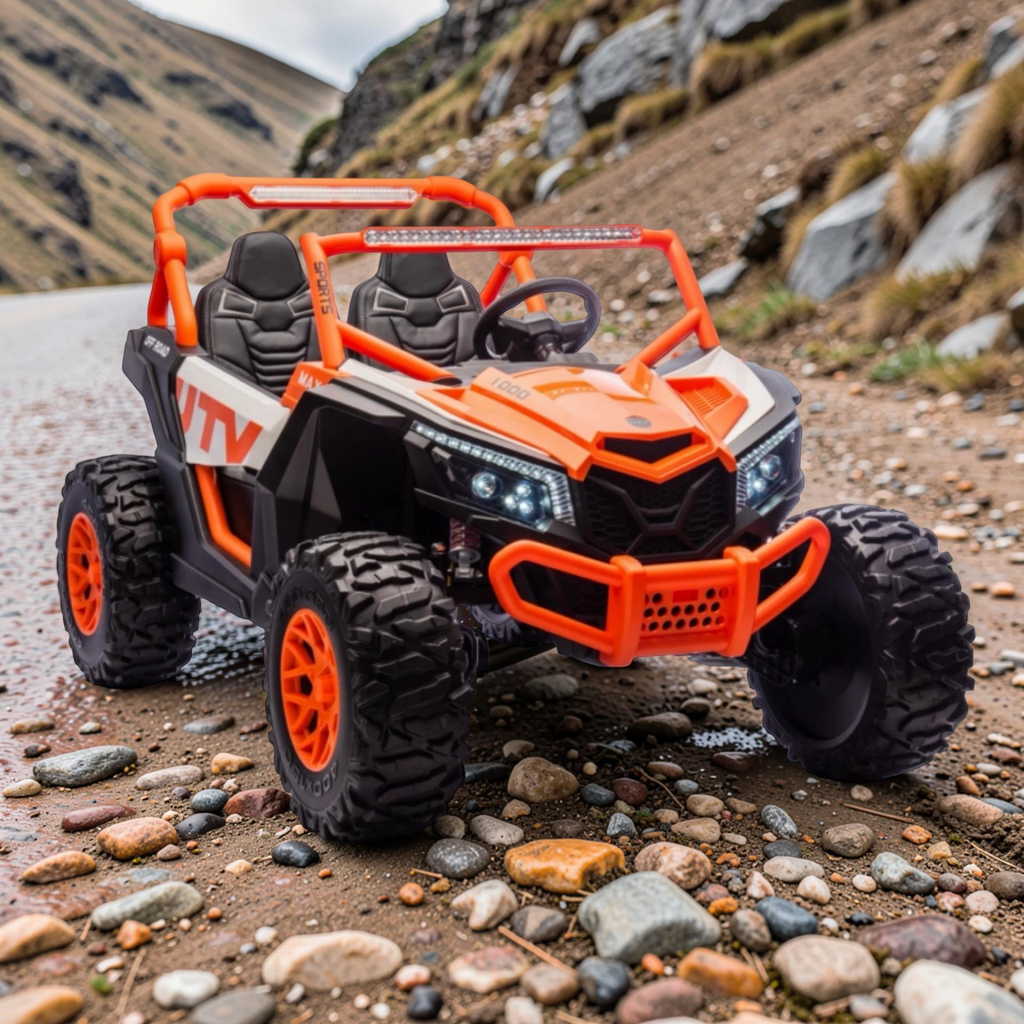 2026 XXL UTV Z Kids 2-Seater Ride-On – 180W 4 Motors, Leather Seats, Rubber Tires, Touchscreen LCD, LED Lights, Bluetooth Speakers & Remote Control (Ages 3–8)