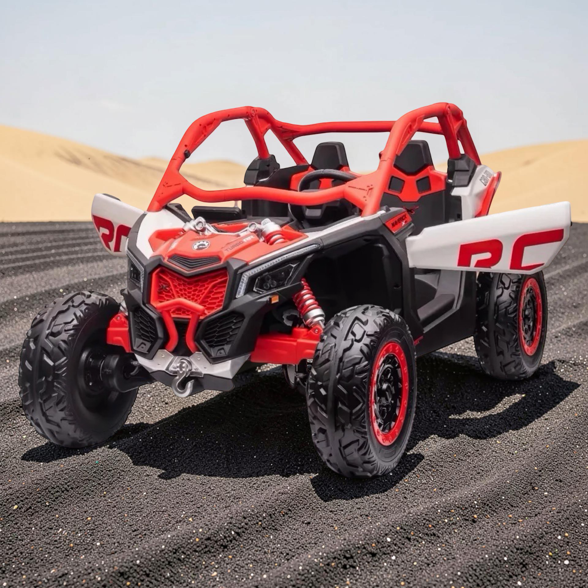 2026 Maverick Lifted Kids Ride-On UTV – XXL 2-Seater (Ages 3–8), 200W 4 Motors, Leather Seats, Off-Road Rubber Tires, LED Lights, Bluetooth Speakers & Parental Remote Control