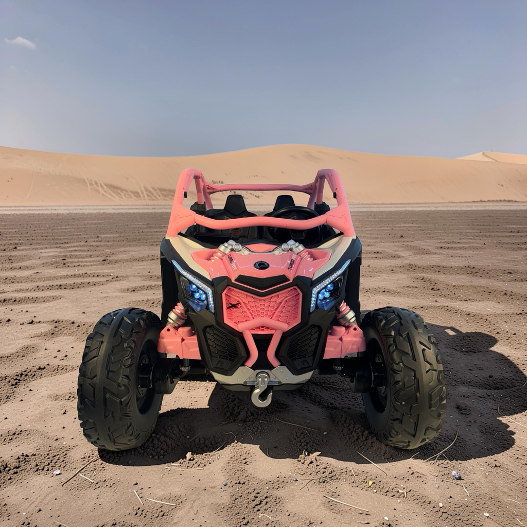 2026 Maverick Lifted Kids Ride-On UTV – XXL 2-Seater (Ages 3–8), 200W 4 Motors, Leather Seats, Off-Road Rubber Tires, LED Lights, Bluetooth Speakers & Parental Remote Control