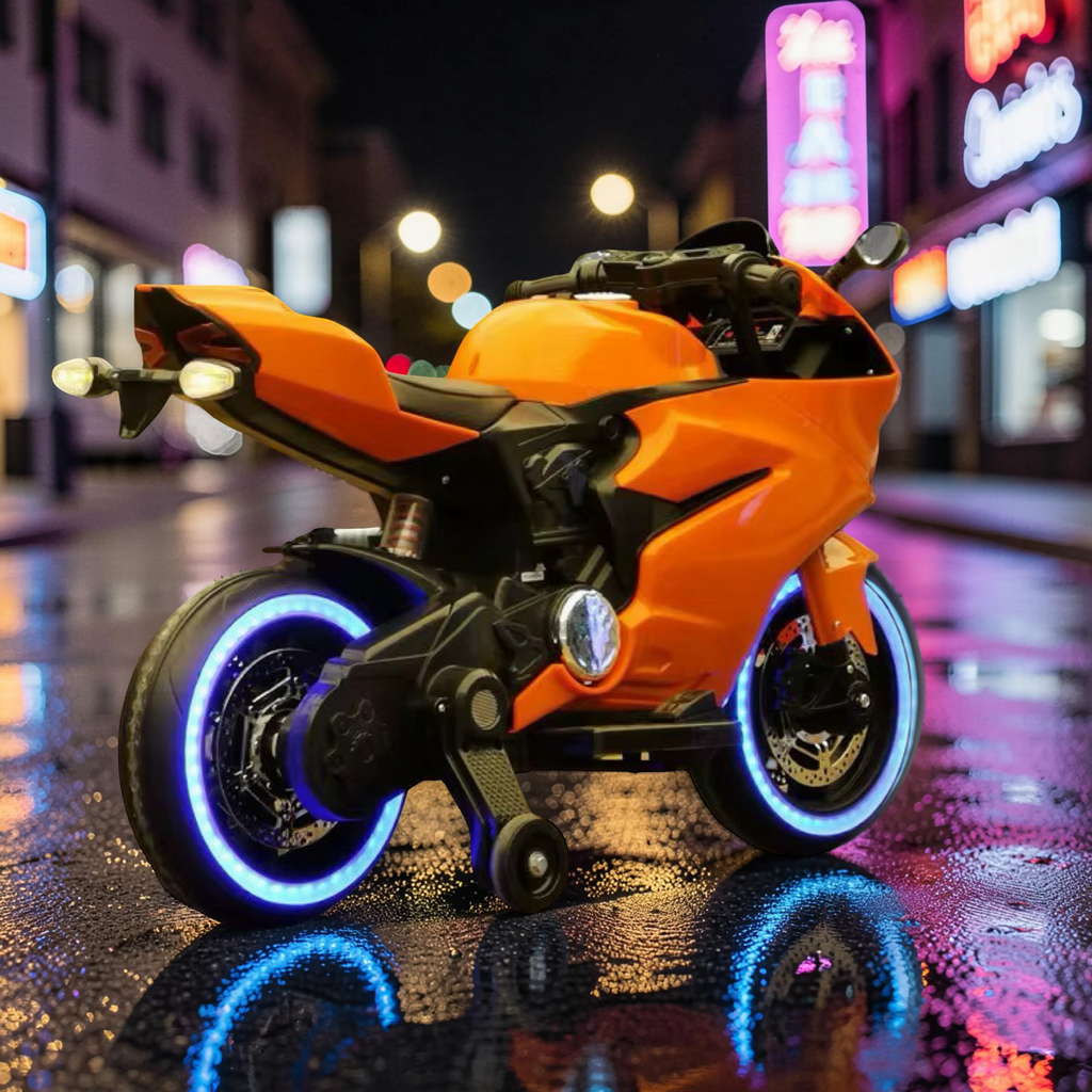 2026 XL Ducati Kids Electric Motorcycle – 50W Motor, Leather Seat, LED Lights, Bluetooth Speakers & Training Wheels (Ages 3–8)