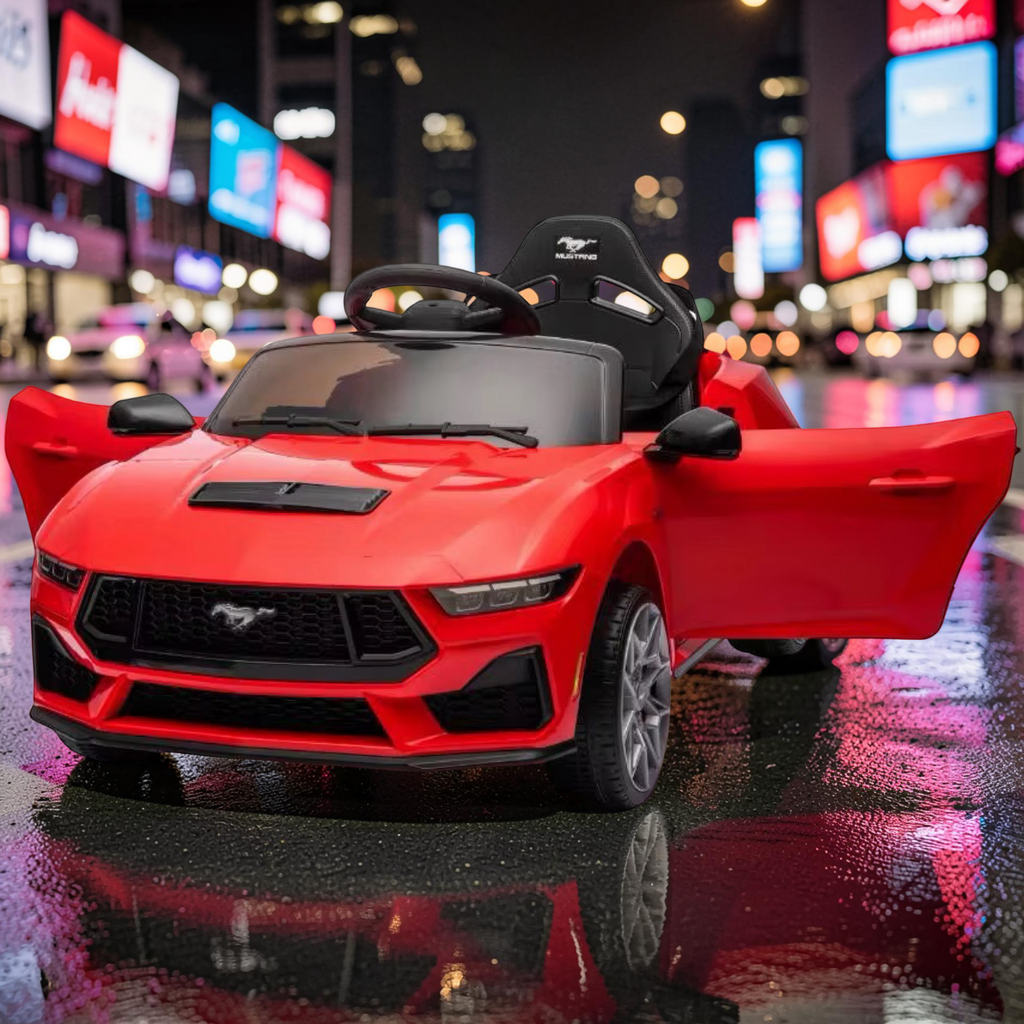 2026 Large Ford Mustang Kids Ride-On Car – 45W Dual Motors, LED Lights, Bluetooth Speakers & Remote Control (Ages 1–5)