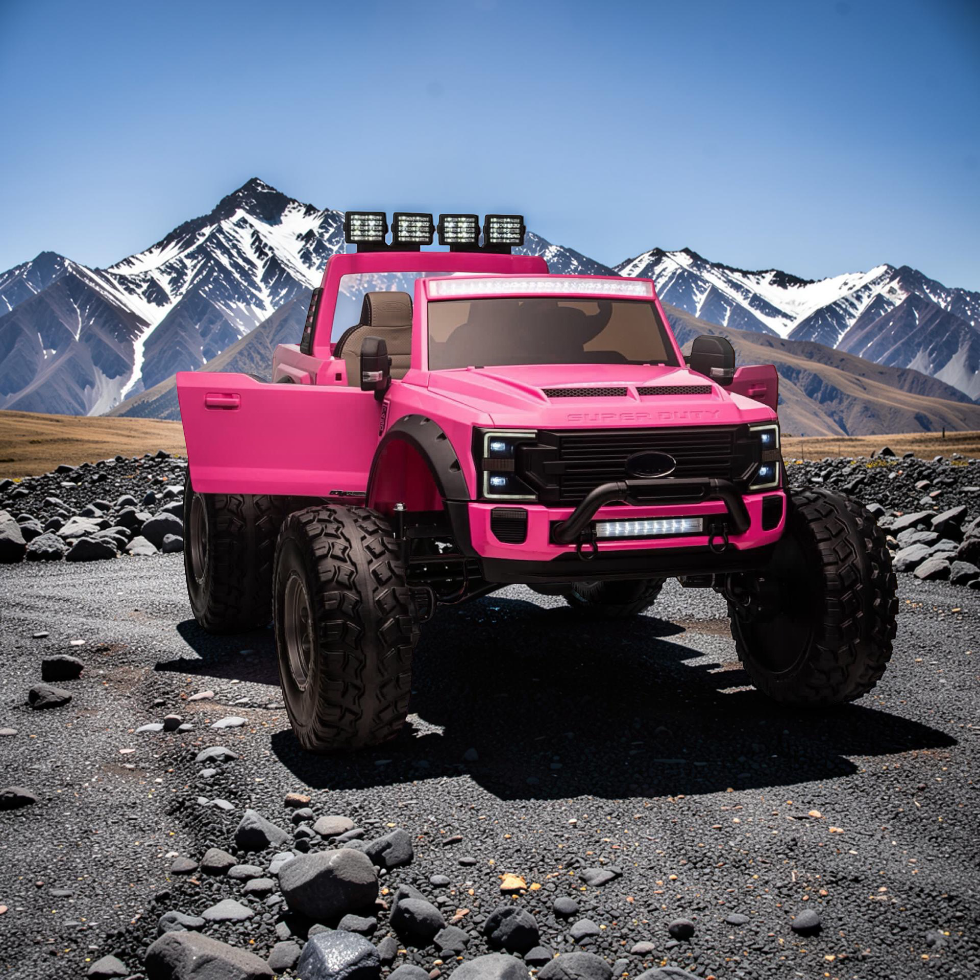 2026 Ford F-450 Lifted Kids Ride-On Truck – XXL 2-Seater (Ages 3–8), 180W 4 Motors, Leather Seats, Off-Road Rubber Tires, LED Lights, Bluetooth Speakers & Parental Remote Control