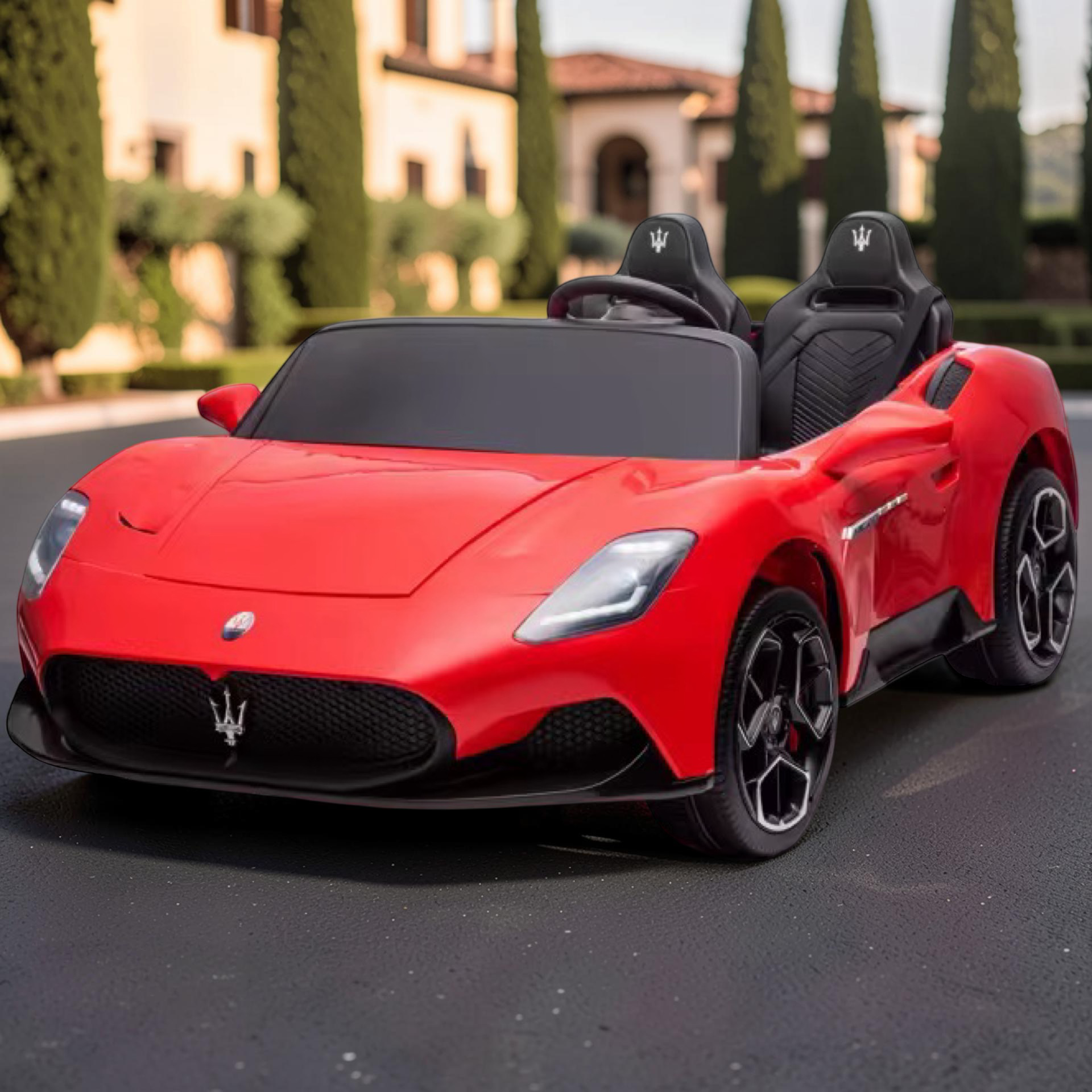2026 XXL Maserati Kids 2-Seater Ride-On Car – 180W Dual Motors, Leather Seats, Hydraulic Butterfly Doors, LED Lights, Bluetooth, Remote Control (Ages 3–8)