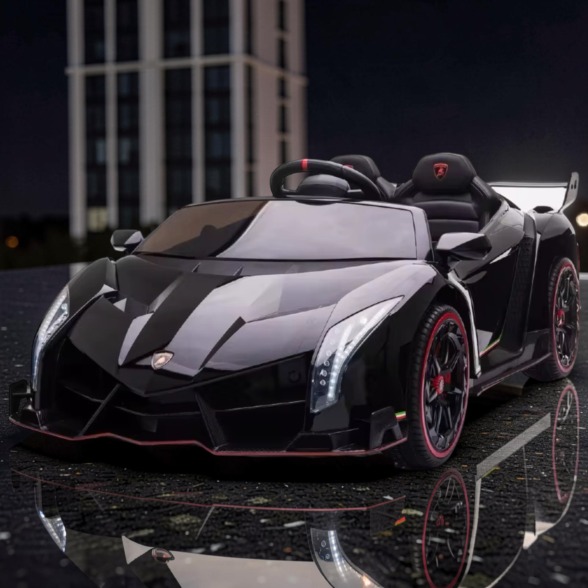 2026 XL Lamborghini Kids 2-Seater Ride-On Car – Dual Motors, Hydraulic Butterfly Doors, LED Lights, Remote Control (Ages 1–8)