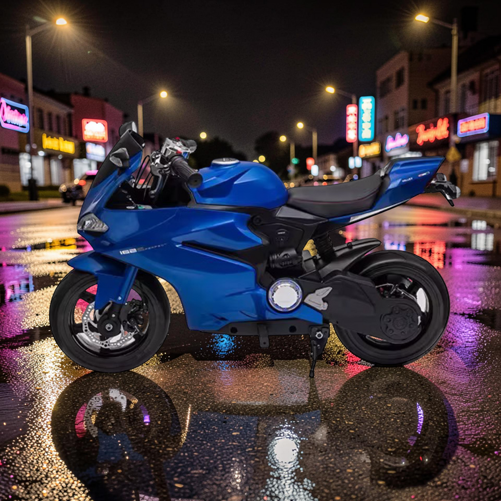 2026 XXL Premium Performance Ducati Kids Electric Motorcycle – 250W Motor, Leather Seat, Rubber Wheels, LED Lights & Bluetooth Speakers
