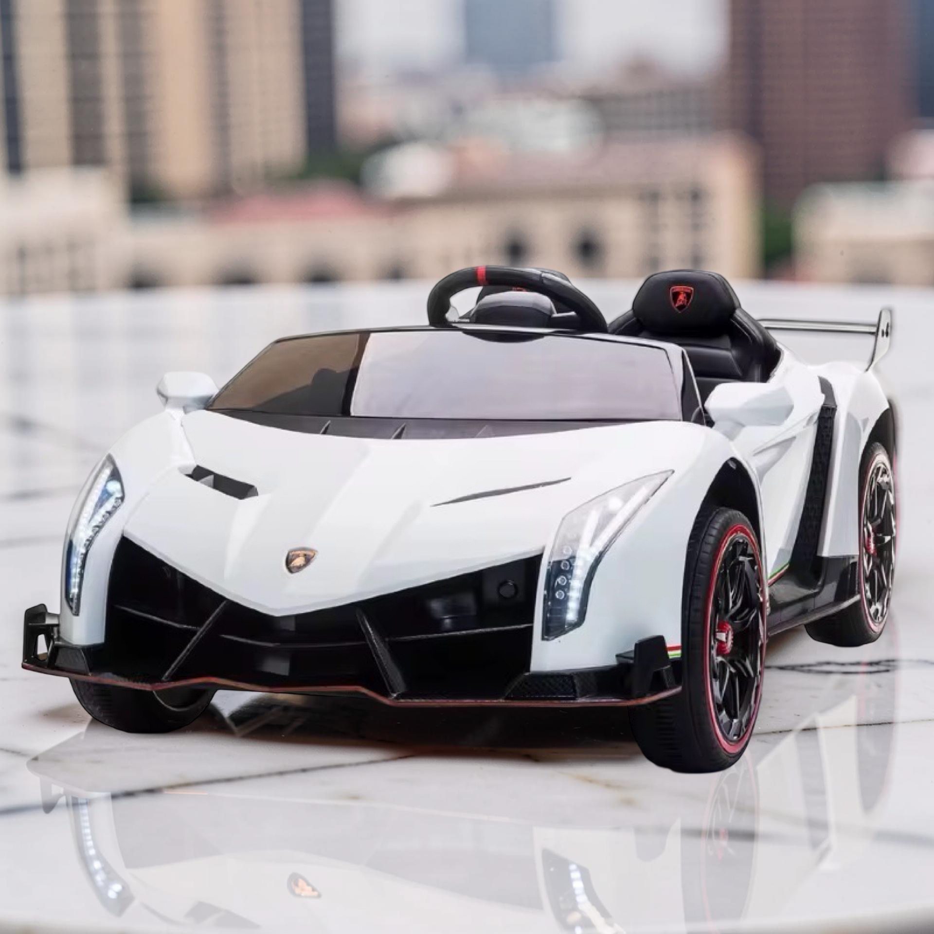 2026 XL Lamborghini Kids 2-Seater Ride-On Car – Dual Motors, Hydraulic Butterfly Doors, LED Lights, Remote Control (Ages 1–8)