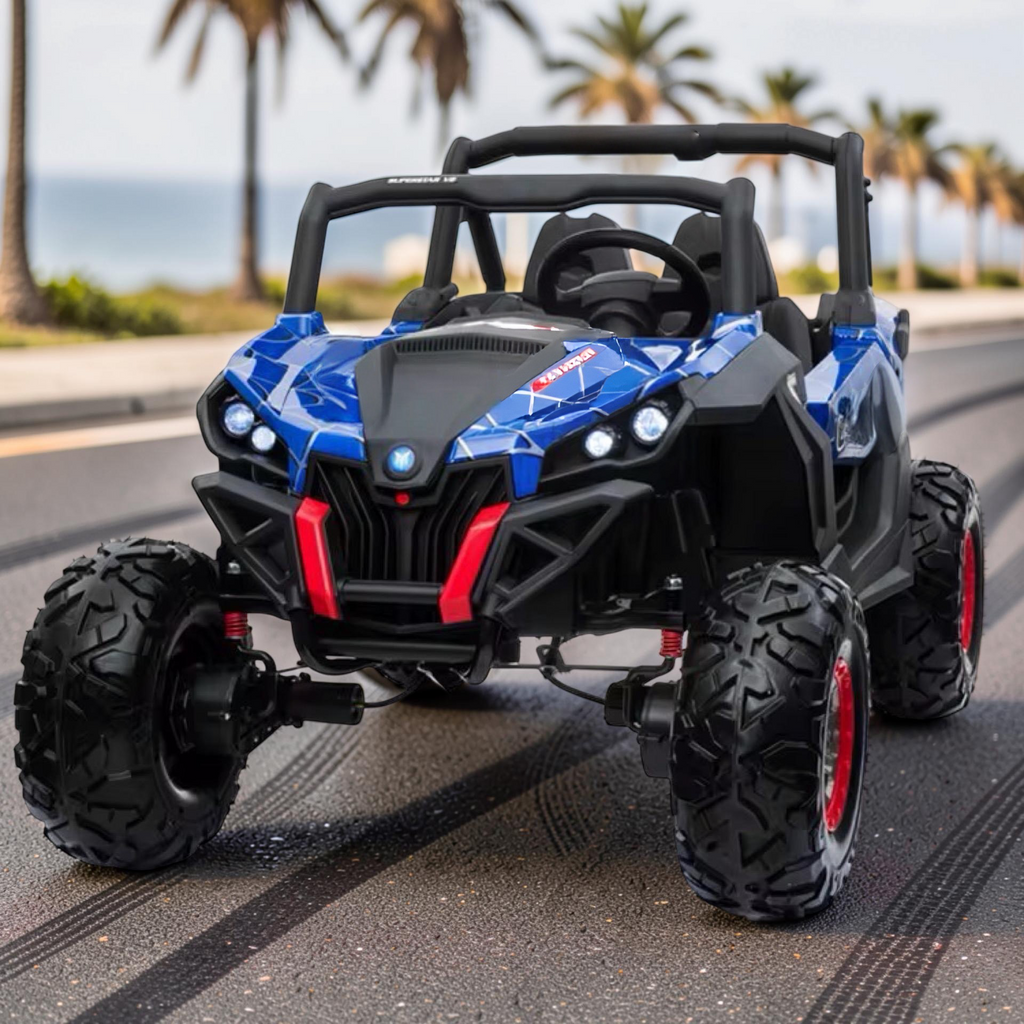 2026 XXL UTV Z Kids 2-Seater Ride-On – 90W 4 Motors, Leather Seats, Rubber Tires, Touchscreen LCD, LED Lights, Bluetooth, Remote Control (Ages 3–8)