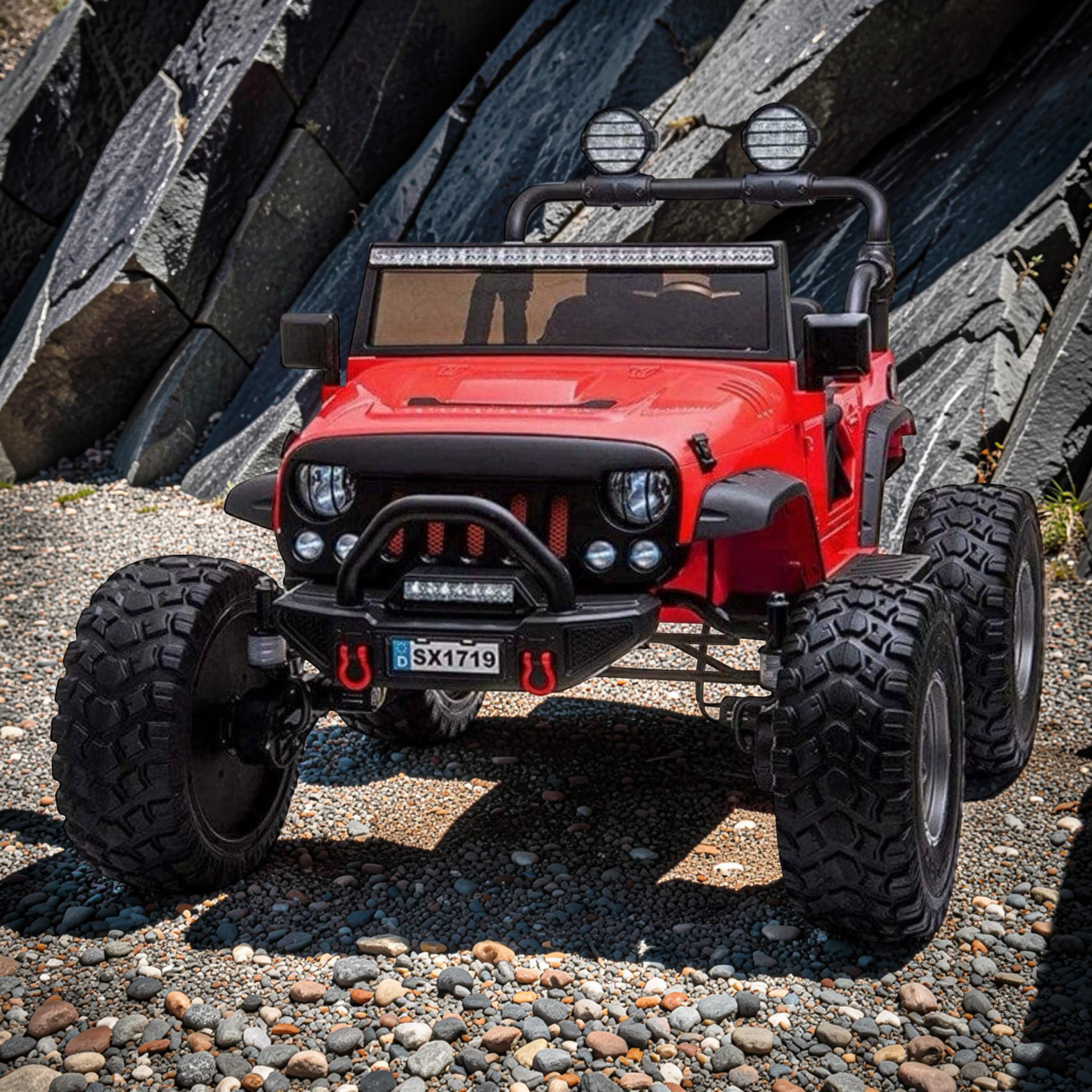 2026 Lifted Jeep Kids Ride-On SUV – XXL 2-Seater (Ages 3–8), 180W 4 Motors, Leather Seats, Off-Road Rubber Tires, LED Lights, Bluetooth Speakers & Parental Remote Control