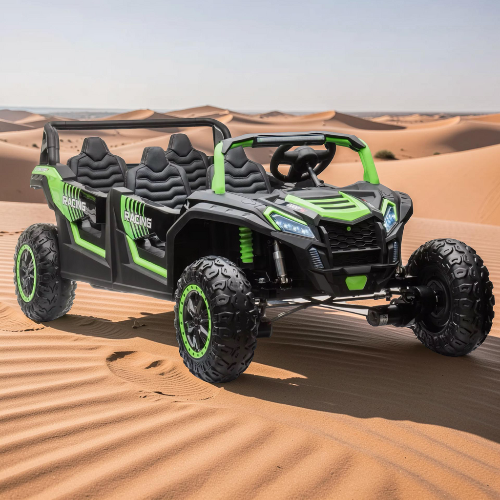 2026 XXXXL 4-Seater Kids Electric UTV – Ages 3–14, 600W Performance Motor, Metal Frame, Off-Road Air Tires, Disk Foot Brake, LED Lights & Bluetooth Speakers