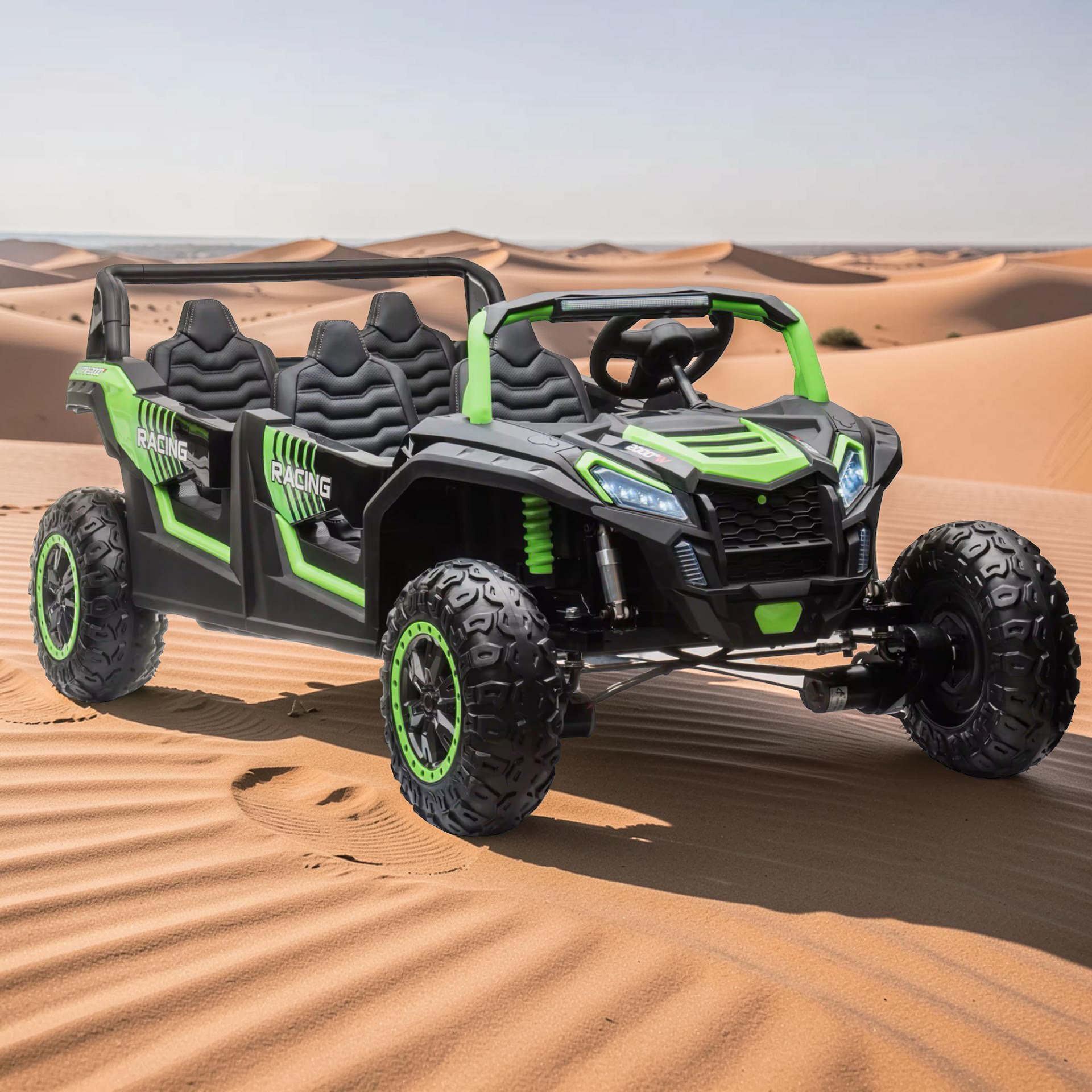 2026 XXXXL 4-Seater Kids Electric UTV – Ages 3–14, 600W Performance Motor, Metal Frame, Off-Road Air Tires, Disk Foot Brake, LED Lights & Bluetooth Speakers