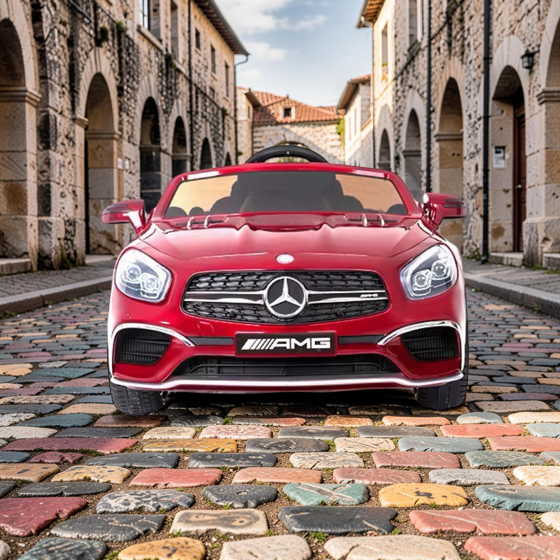 2026 XL Mercedes-Benz AMG SL Kids Ride-On Car – 2 Motors, Leather Seat, Touchscreen LCD, LED Lights, Remote Control (Ages 1–6)