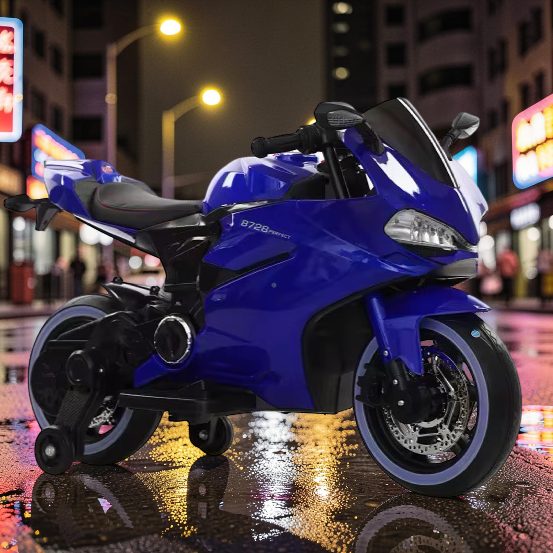 2026 XL Ducati Kids Electric Motorcycle – 50W Motor, Leather Seat, LED Lights, Bluetooth Speakers & Training Wheels (Ages 3–8)
