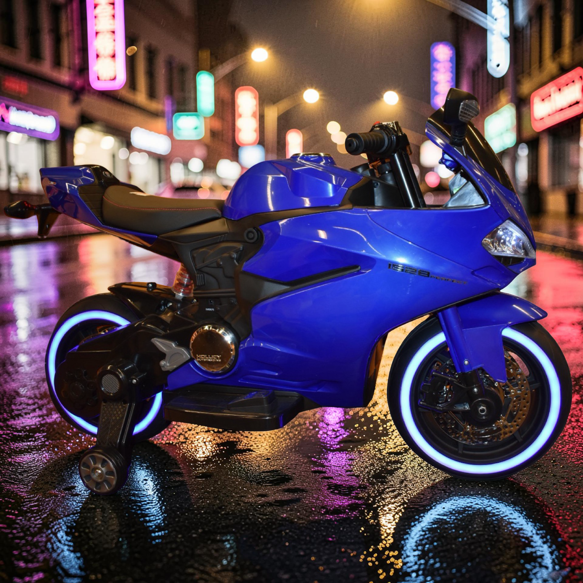 2026 XL Ducati Kids Electric Motorcycle – 50W Motor, Leather Seat, LED Lights, Bluetooth Speakers & Training Wheels (Ages 3–8)
