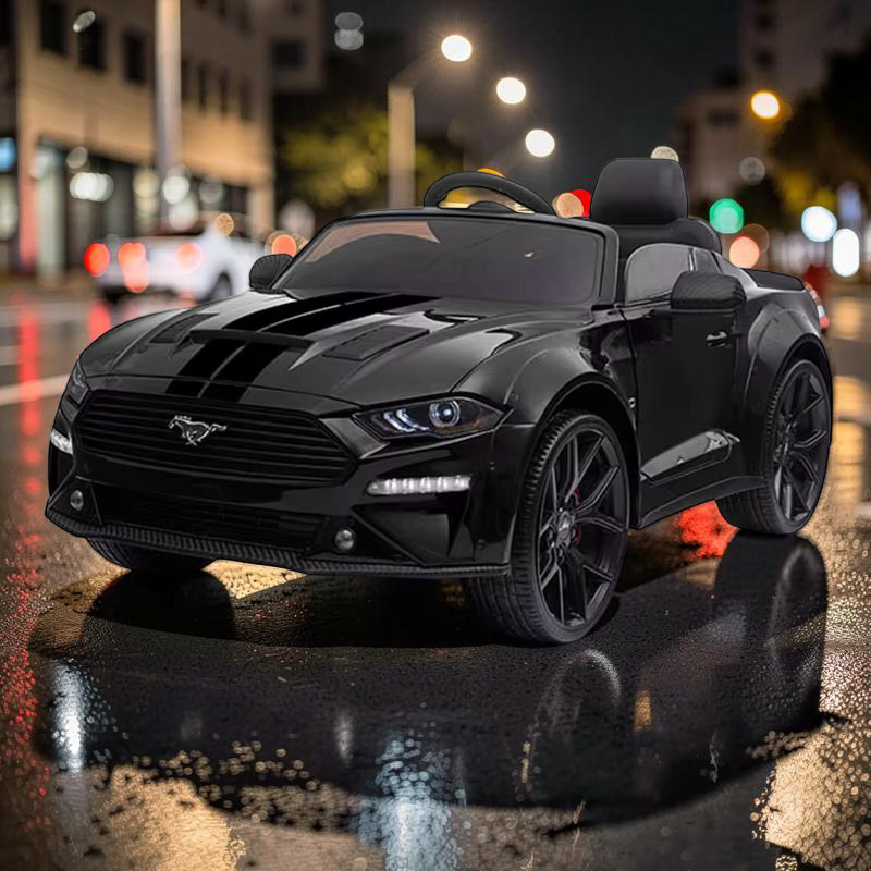 2026 Large Ford Mustang Kids Ride-On Car – 90W Dual Motors, Leather Seat, Rubber Tires, LED Lights, Bluetooth Speakers & Remote Control (Ages 1–7)