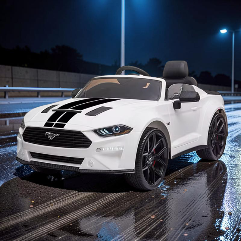 2026 Large Ford Mustang Kids Ride-On Car – 90W Dual Motors, Leather Seat, Rubber Tires, LED Lights, Bluetooth Speakers & Remote Control (Ages 1–7)