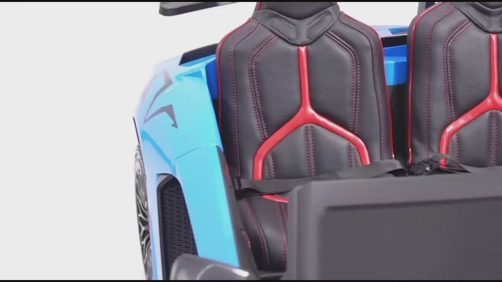 2026 Lamborghini Aventador Kids Electric Supercar – XXXL 2-Seater (Ages 6–14), 200W Brushless Motor, Metal Frame, Tubeless Air Tires, Dual Disk Brakes, Hydraulic Doors, LED Lights, Touchscreen LCD & Bluetooth Speakers